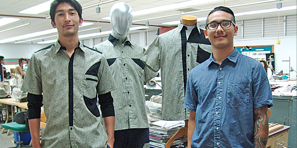 Two students and mannequins