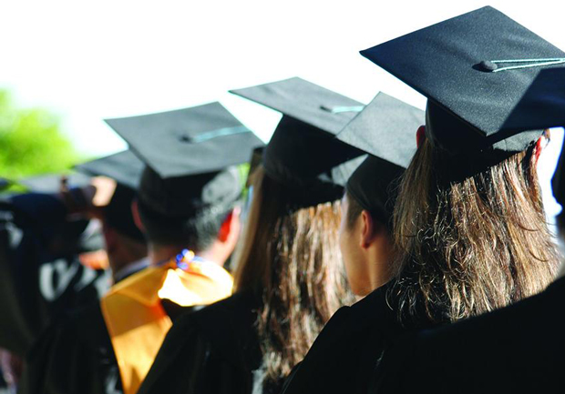 row of graduates