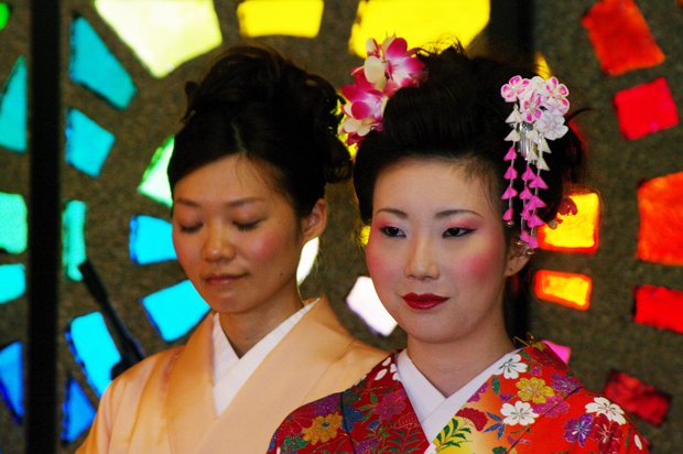 Students dressed in cultural Japanese attire