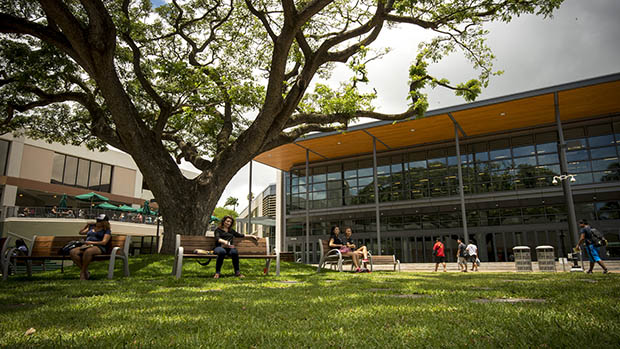 Outside the Warrior Rec Center at UH Manoa