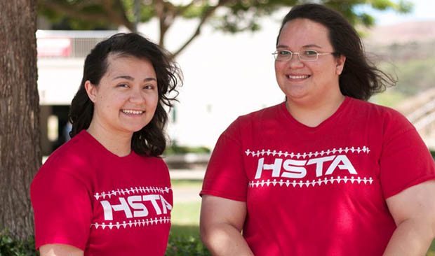 Lydia Haff and Liann Sanerivi in HSTA T-shirts