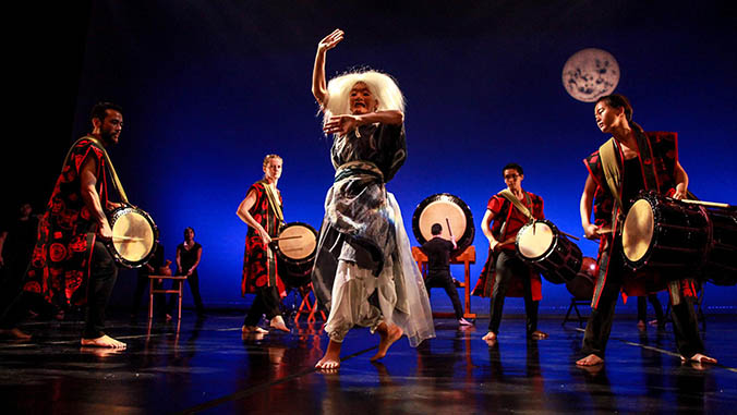 Taiko performers and a dancer