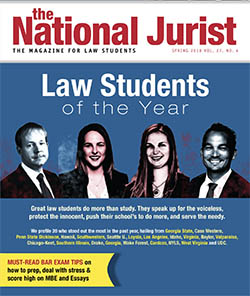 Cover of the National Jurist magazine featuring four students including Mahesh Cleveland
