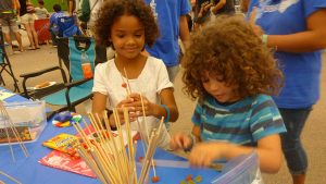 Kids at an activity table