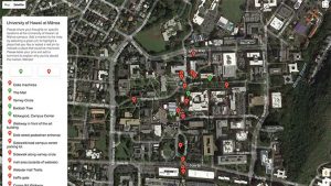 Screenshot of google map of U H Manoa campus