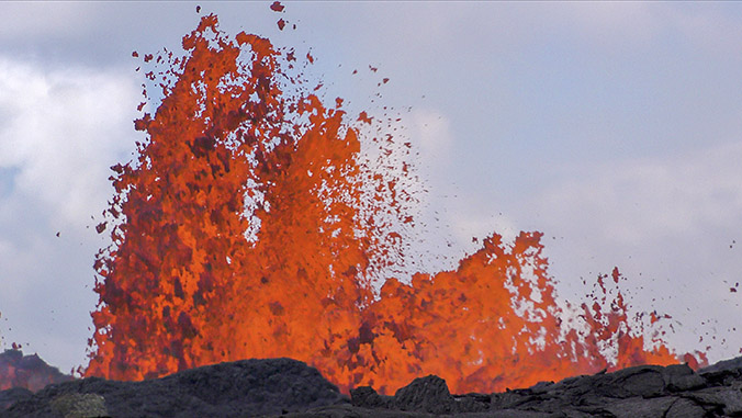 Lava erupting out of the ground