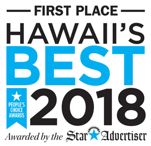 image with words "First Place Hawaii's Best 2018, awarded by the Star Advertiser"