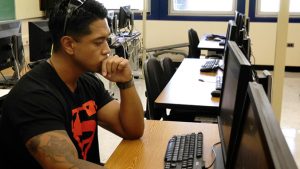 Student working at computer