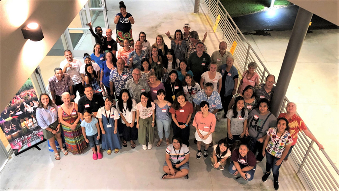 International students and hosts smiling