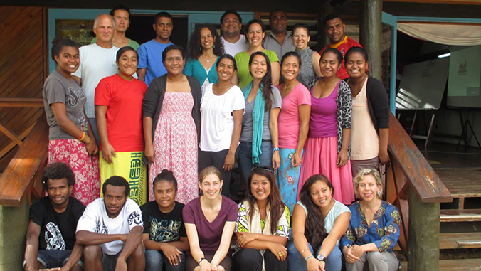 A group of smiling people
