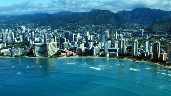 Waikiki beach with hotels in the background