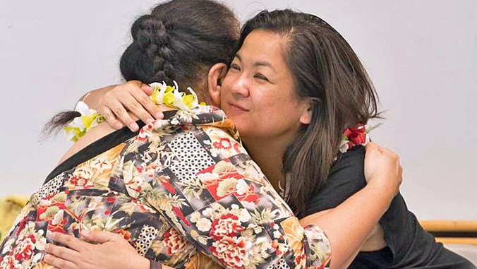 two women embracing