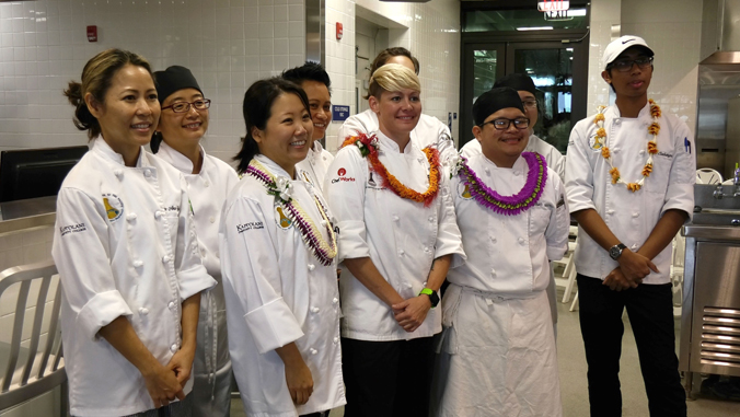 culinary students smiling for group shot