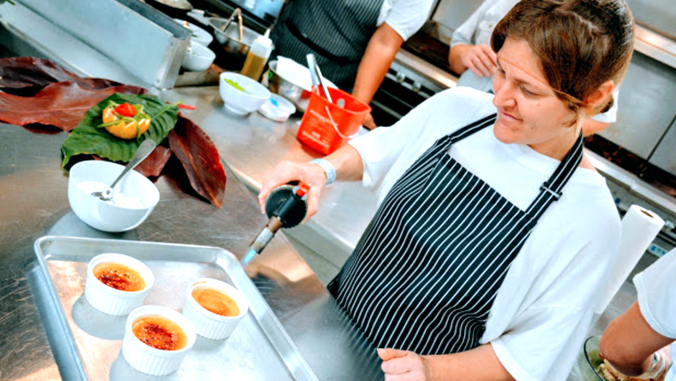 student making a dessert