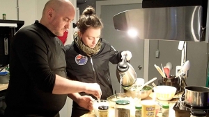 Researchers preparing food in the HI-SEAS habitat