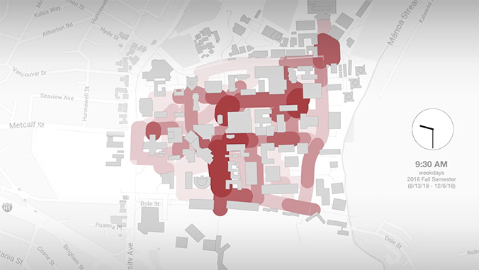 data collected on weekdays in the 2018 fall semester 8/13 to 12/6