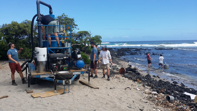 people using a microplastic machine