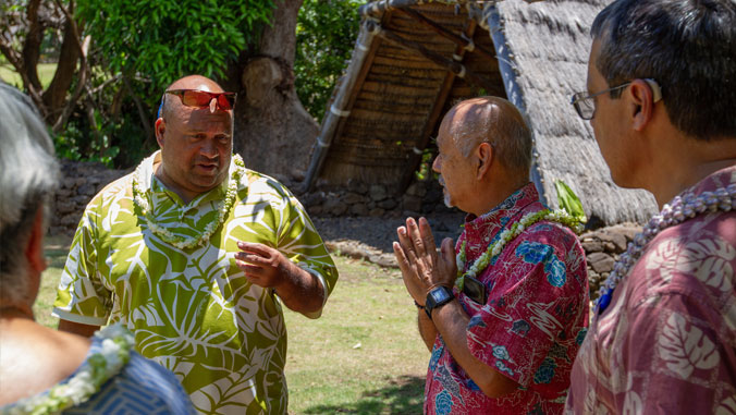 Two men talking