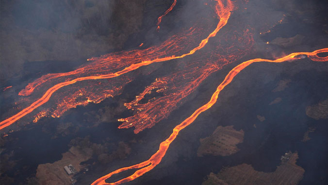 Flowing lava