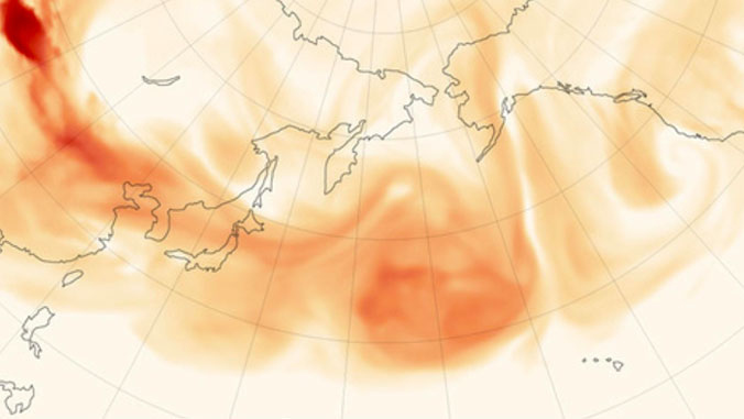 Map of Asian dust transport over North Pacific