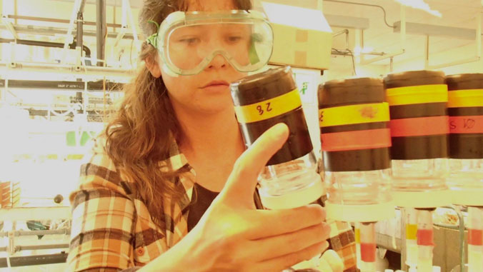Female student doing research in lab