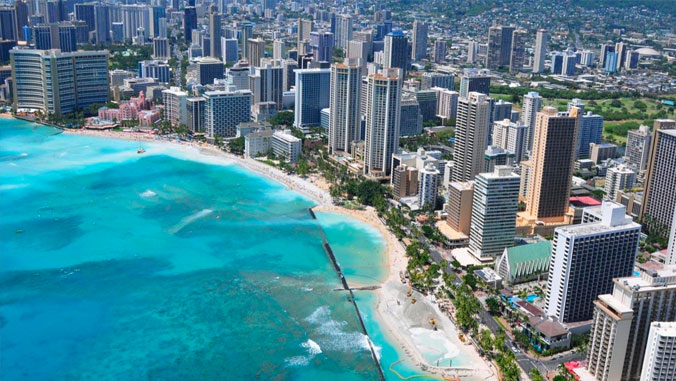 Aerial view of Waikiki Beach