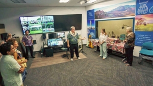 people standing in music studio