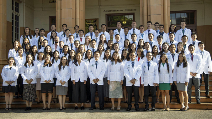 medical students wearing white coats