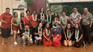 Group of students with lei