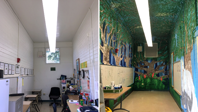 the office before and after the mural