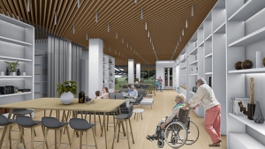 Render of U H Cancer Center interior