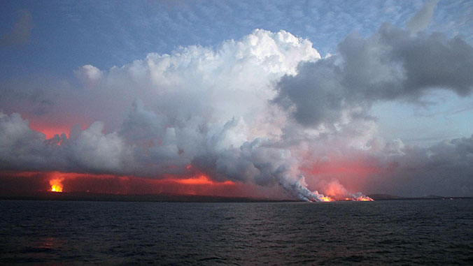 Lava flow from volcano