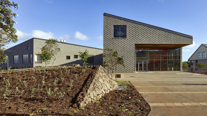 outside of U H West Oahu's Administration and Health Science building