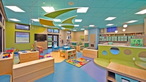 Toddler play spaces inside childcare facility