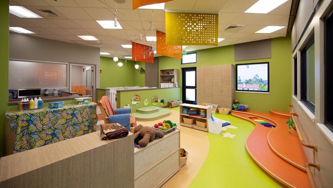 The infant room at childcare center