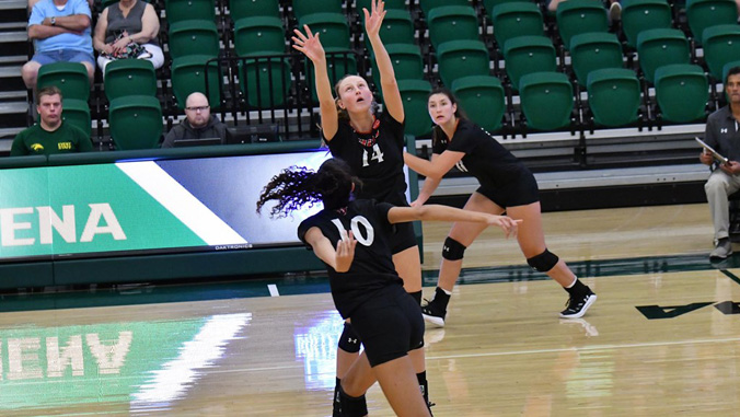 volleyball setter reaching for ball