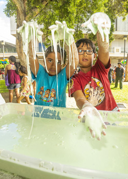 kids playing with slime