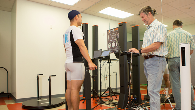 man testing 3D scanner