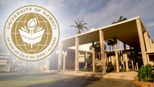 University of Hawaii seal and Bachman Hall