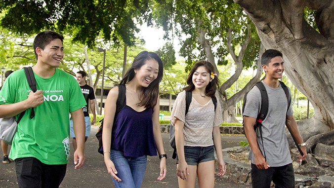 Smiling U H Manoa students
