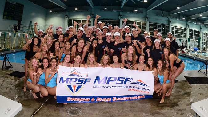 swim team with m p s f banner