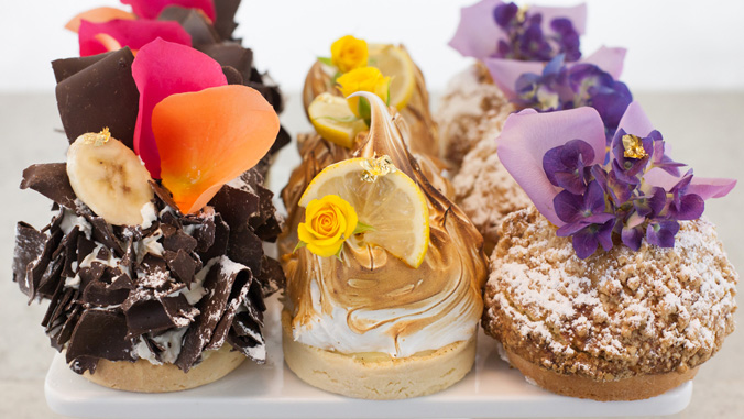 chocolate, meringue and cream puff pies