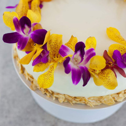 white cake with flowers