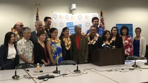 group of people at press conference
