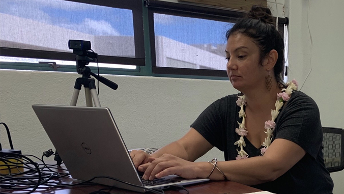 woman on computer