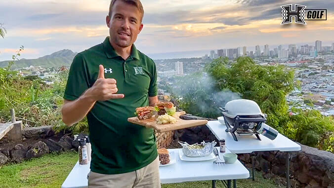 Stephen Bidne with burger