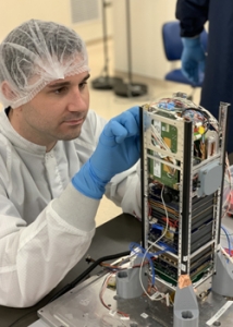 researcher integrating satellite