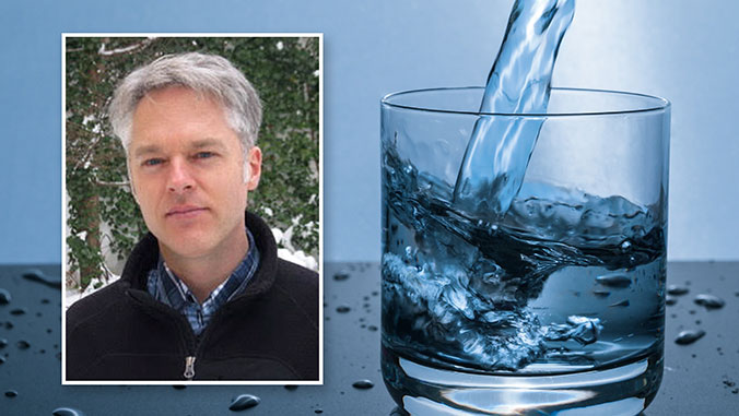 frank zelko headshot on backdrop of cup of water