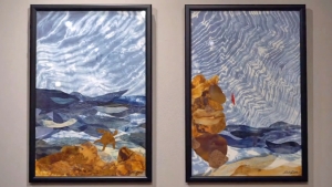 two paintings of waimea bay