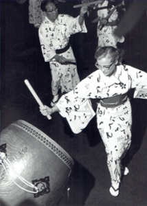 Smith with taiko drum